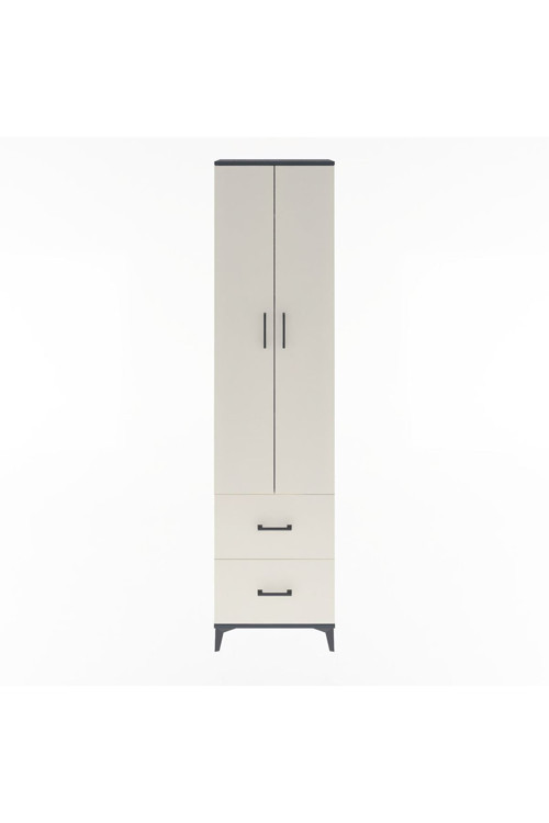 Arges Dolap 4 Raflı 2 Çekmeceli 2 Kapaklı 60 x 30 x 243 Antrasit-Aytaşı