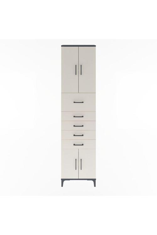 Arges Dolap 3 Raflı 5 Çekmeceli 4 Kapaklı 60 x 30 x 243 Antrasit-Aytaşı