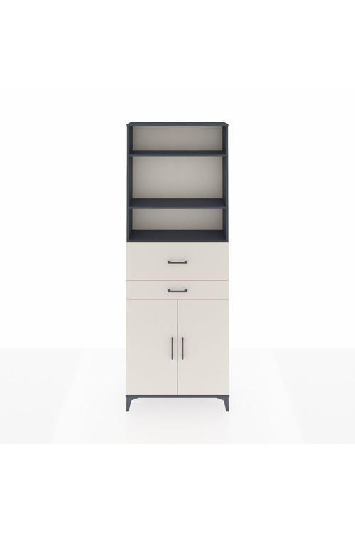 Arges Dolap 4 Raflı 2 Çekmeceli 2 Kapaklı 88 x 30 x 243 Antrasit-Aytaşı