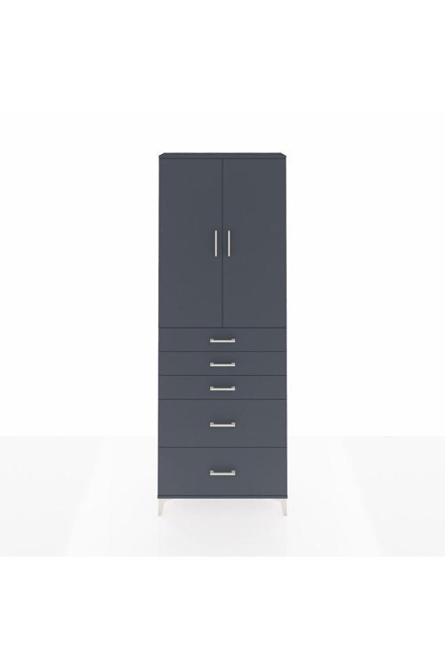 Arges Dolap 3 Raflı 5 Çekmeceli 2 Kapaklı 88 x 30 x 243 Antrasit-Antrasit