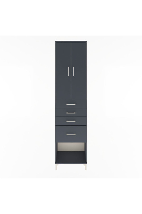 Arges Dolap 3 Raflı 4 Çekmeceli 2 Kapaklı 60 x 30 x 243 cm Antrasit - Antrasit
