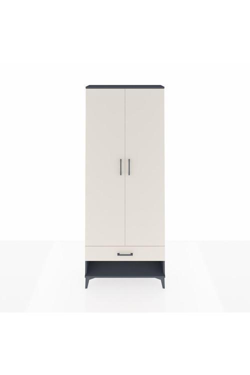Arges Dolap 2 Raflı Tek Çekmeceli Tek Askılı 88 x 30 x 221 Antrasit-Aytaşı