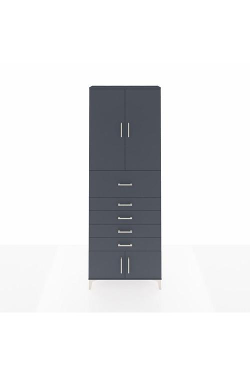 Arges Dolap 3 Raflı 5 Çekmeceli 4 Kapaklı 88 x 30 x 243 Antrasit-Antrasit