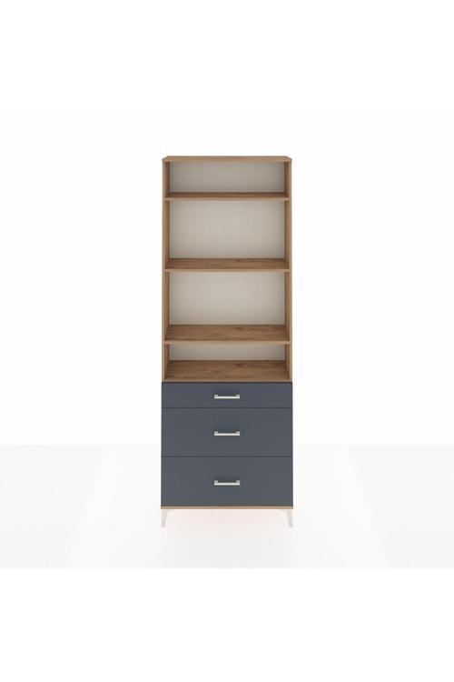 Arges Dolap 4 Raflı 3 Çekmeceli 88 x 30 x 243 Çam-Antrasit