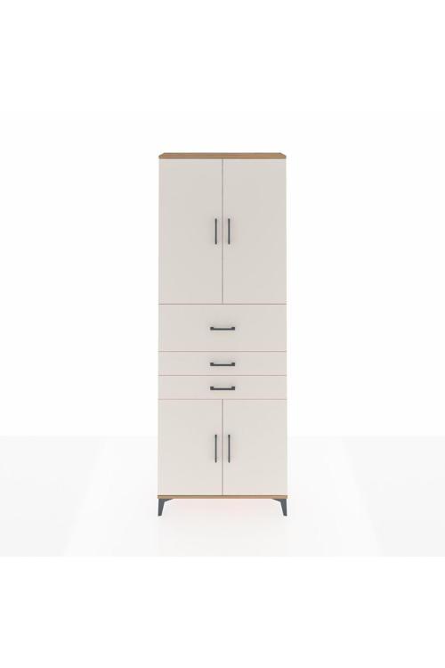 Arges Dolap 4 Raflı 3 Çekmeceli 4 Kapaklı 88 x 30 x 243 Çam-Aytaşı