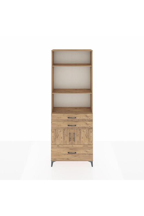 Arges Dolap 4 Raflı 3 Çekmeceli 2 Kapaklı 88 x 30 x 243 Çam-Çam