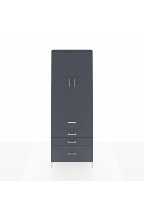 Arges Dolap 4 Raflı 4 Çekmeceli 2 Kapaklı 88 x 30 x 243 Antrasit-Antrasit