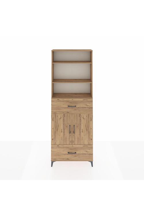 Arges Dolap 5 Raflı 2 Çekmeceli 2 Kapaklı 88 x 30 x 243 Çam-Çam