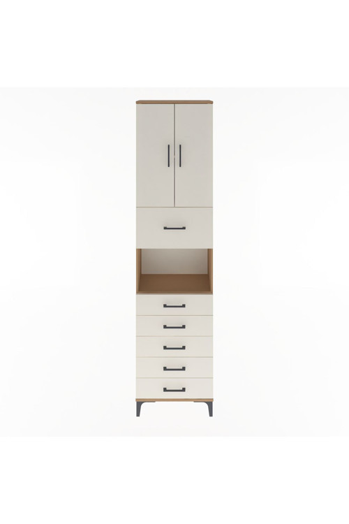 Arges Dolap 3 Raflı 6 Çekmeceli 2 Kapaklı 60 x 30 x 243 cm Çam - Aytaşı