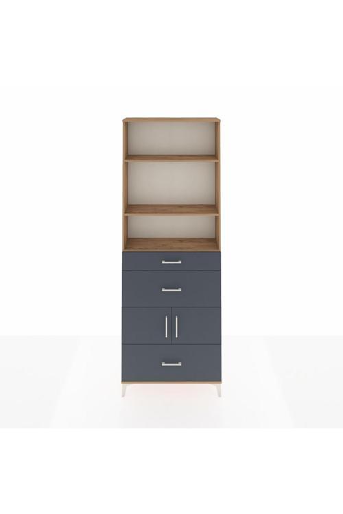 Arges Dolap 4 Raflı 3 Çekmeceli 2 Kapaklı 88 x 30 x 243 Çam-Antrasit