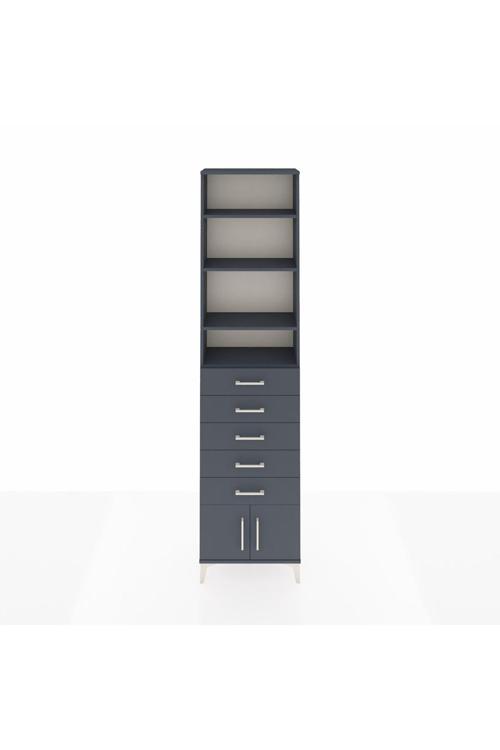 Arges Dolap 4 Raflı 5 Çekmeceli 2 Kapaklı 60 x 30 x 243 Antrasit-Antrasit