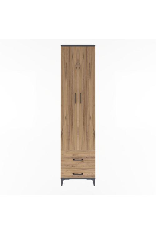 Arges Dolap 4 Raflı 2 Çekmeceli 2 Kapaklı 60 x 30 x 243 Antrasit-Çam