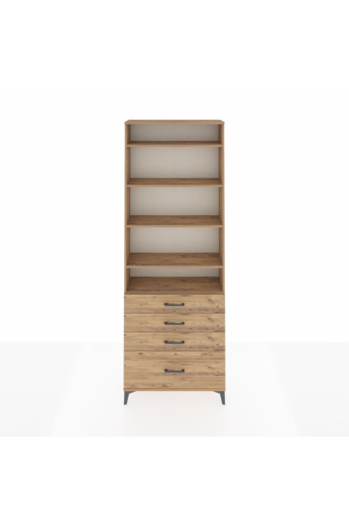 Arges Dolap 5 Raflı 4 Çekmeceli 88 x 30 x 243 Çam-Çam