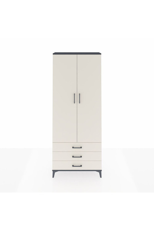 Arges Dolap 4 Raflı 3 Çekmeceli 2 Kapaklı 88 x 30 x 221 Antrasit-Aytaşı