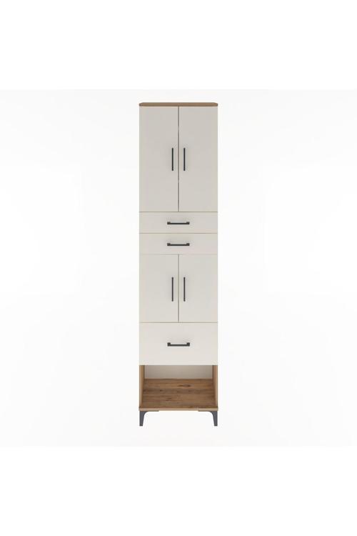 Arges Dolap 4 Raflı 3 Çekmeceli 4 Kapaklı 60 x 30 x 243 Çam-Aytaşı