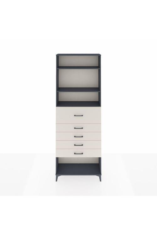 Arges Dolap 3 Raflı 5 Çekmeceli 88 x 30 x 243 Antrasit-Aytaşı