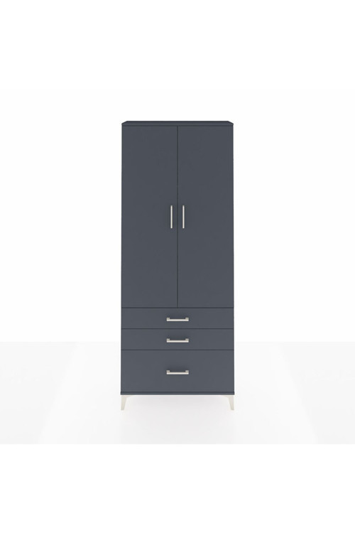 Arges Dolap 2 Raflı 3 Çekmeceli Tek Askılı 88 x 30 x 221 Antrasit-Antrasit