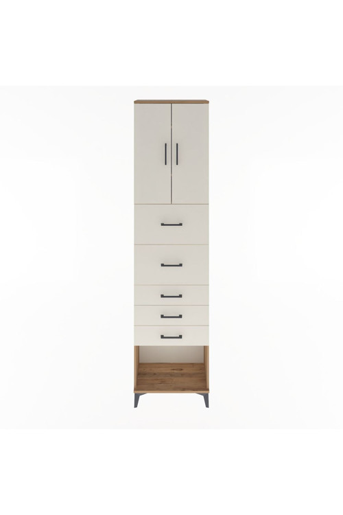 Arges Dolap 3 Raflı 5 Çekmeceli 2 Kapaklı 60 x 30 x 243 Çam-Aytaşı