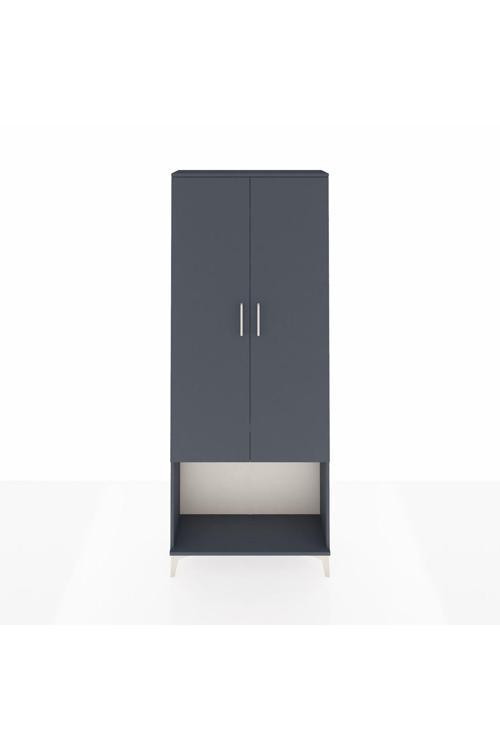 Arges Dolap 2 Raflı 2 Kapaklı Tek Askılı 88 x 30 x 221 Antrasit-Antrasit