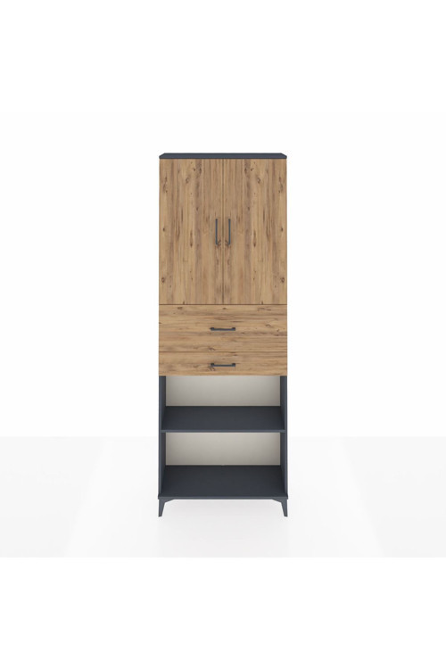 Arges Dolap 4 Raflı 2 Çekmeceli 2 Kapaklı 88 x 30 x 243 Antrasit-Çam