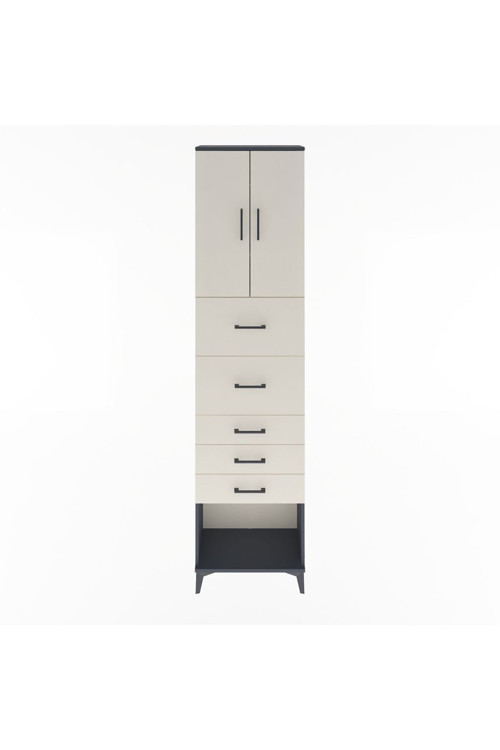 Arges Dolap 3 Raflı 5 Çekmeceli 2 Kapaklı 60 x 30 x 243 Antrasit-Aytaşı