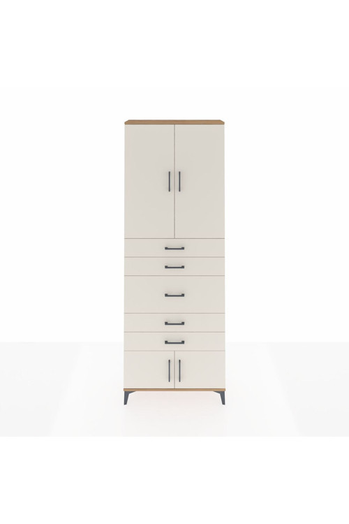 Arges Dolap 3 Raflı 5 Çekmeceli 4 Kapaklı 88 x 30 x 243 Çam-Aytaşı