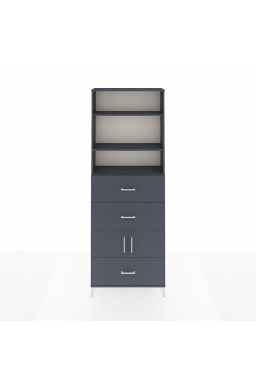 Arges Dolap 4 Raflı 3 Çekmeceli 2 Kapaklı 88 x 30 x 243 Antrasit-Antrasit