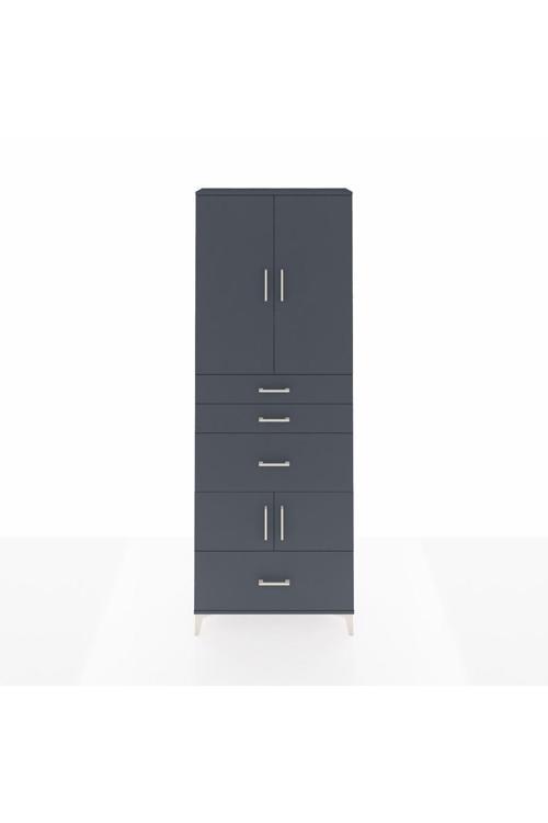 Arges Dolap 4 Raflı 4 Çekmeceli 4 Kapaklı 88 x 30 x 243 Antrasit-Antrasit