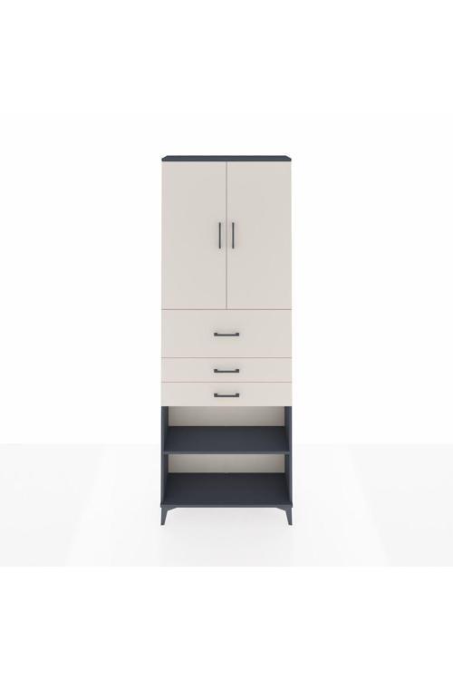 Arges Dolap 4 Raflı 3 Çekmeceli 2 Kapaklı 88 x 30 x 243 Antrasit-Aytaşı