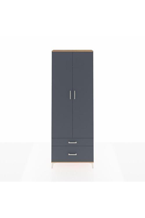 Arges Dolap 4 Raflı 2 Çekmeceli 2 Kapaklı 88 x 30 x 243 Çam-Antrasit