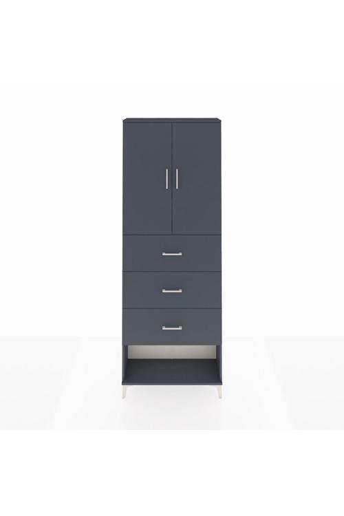 Arges Dolap 3 Raflı 3 Çekmeceli 2 Kapaklı 88 x 30 x 243 Antrasit-Antrasit