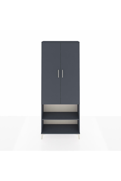 Arges Dolap 3 Raflı 2 Kapaklı 1 Askılı 88 x 30 x 221 cm Antrasit - Antrasit