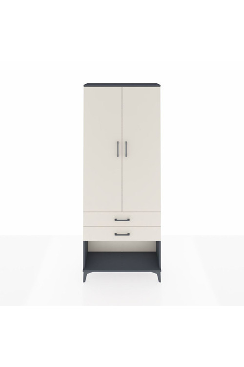 Arges Dolap 2 Raflı 2 Çekmeceli Tek Askılı 88 x 30 x 221 Antrasit-Aytaşı