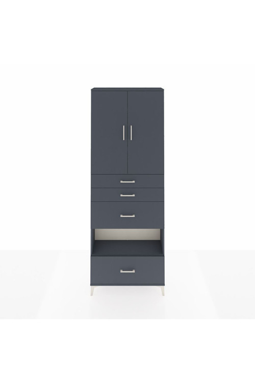 Arges Dolap 4 Raflı 4 Çekmeceli 2 Kapaklı 88 x 30 x 243 Antrasit-Antrasit