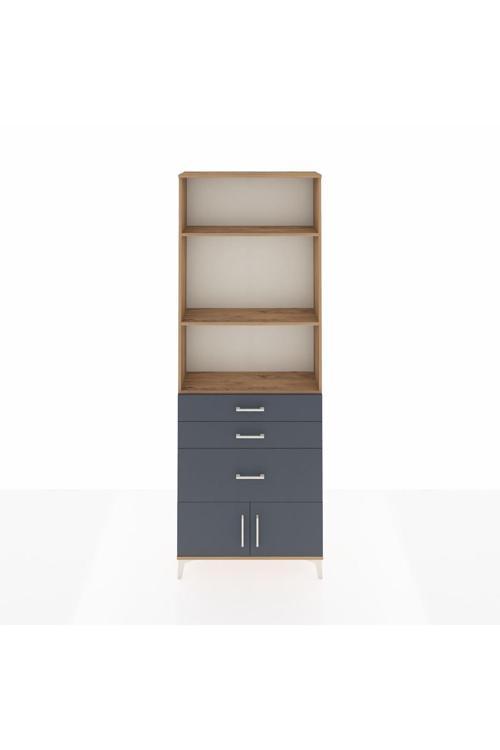 Arges Dolap 3 Raflı 3 Çekmeceli 2 Kapaklı 88 x 30 x 243 Çam-Antrasit