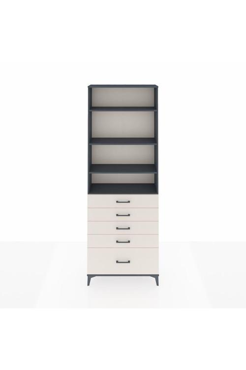 Arges Dolap 4 Raflı 5 Çekmeceli 88 x 30 x 243 Antrasit-Aytaşı
