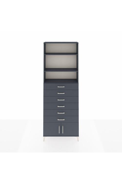 Arges Dolap 3 Raflı 6 Çekmeceli 2 Kapaklı 88 x 30 x 243 Antrasit-Antrasit