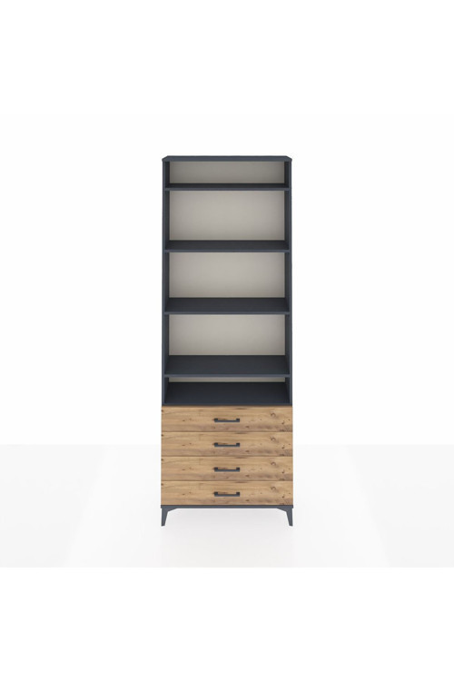 Arges Dolap 5 Raflı 4 Çekmeceli 88 x 30 x 243 Antrasit-Çam