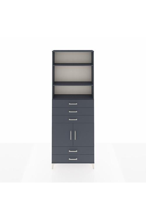 Arges Dolap 4 Raflı 5 Çekmeceli 2 Kapaklı 88 x 30 x 243 Antrasit-Antrasit