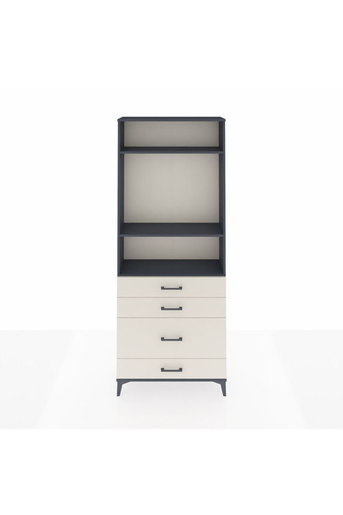 Arges Dolap 3 Raflı 4 Çekmeceli 88 x 30 x 221 Antrasit-Aytaşı