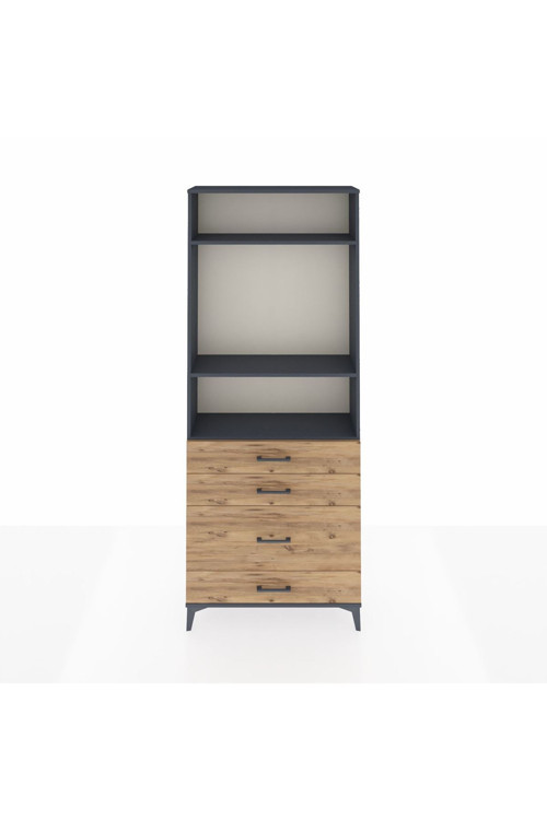 Arges Dolap 3 Raflı 4 Çekmeceli 88 x 30 x 221 Antrasit-Çam