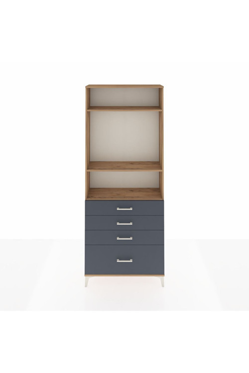 Arges Dolap 3 Raflı 4 Çekmeceli 88 x 30 x 221 Çam-Antrasit