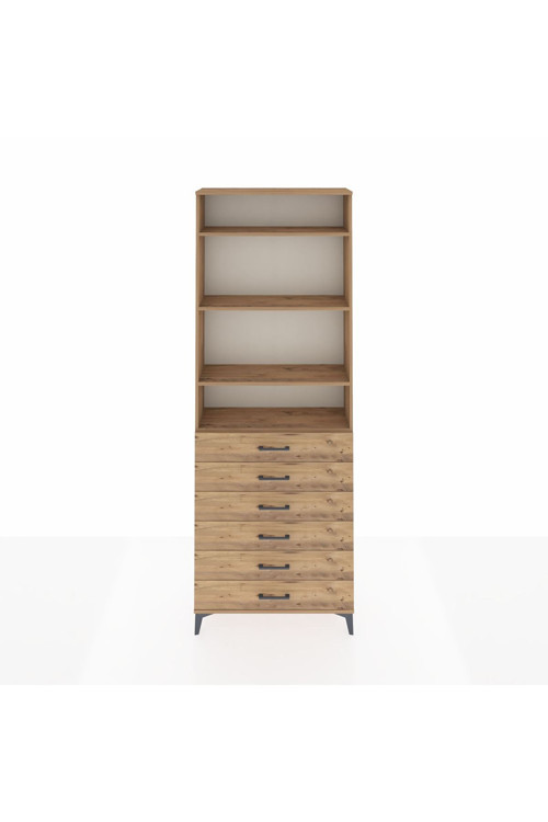 Arges Dolap 4 Raflı 6 Çekmeceli 88 x 30 x 243 Çam-Çam