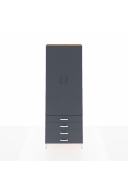 Arges Dolap 5 Raflı 4 Çekmeceli 2 Kapaklı 88 x 30 x 243 Çam-Antrasit