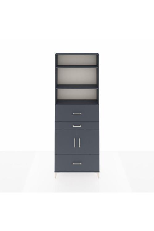 Arges Dolap 4 Raflı 3 Çekmeceli 2 Kapaklı 88 x 30 x 243 Antrasit-Antrasit