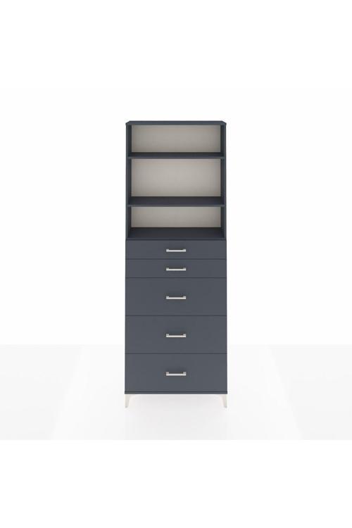 Arges Dolap 3 Raflı 5 Çekmeceli 88 x 30 x 243 Antrasit-Antrasit