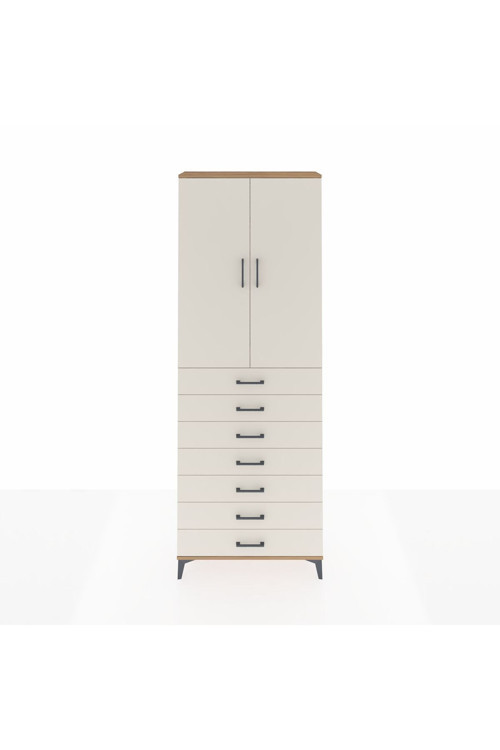 Arges Dolap 3 Raflı 7 Çekmeceli 2 Kapaklı 88 x 30 x 243 Çam-Aytaşı