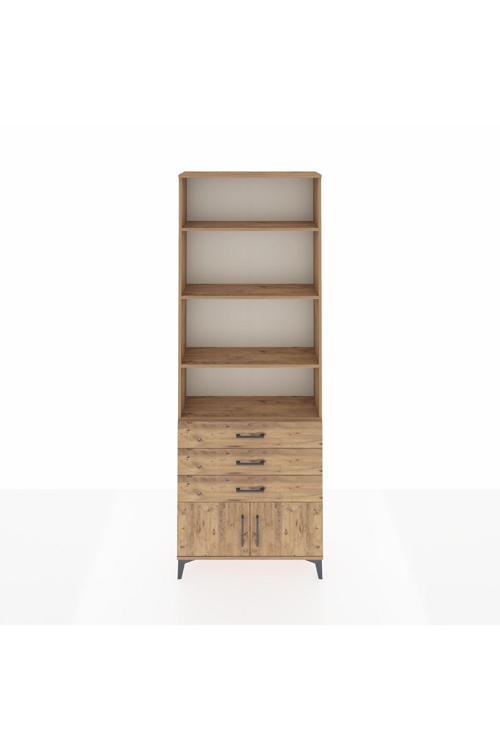 Arges Dolap 4 Raflı 3 Çekmeceli 2 Kapaklı 88 x 30 x 243 Çam-Çam