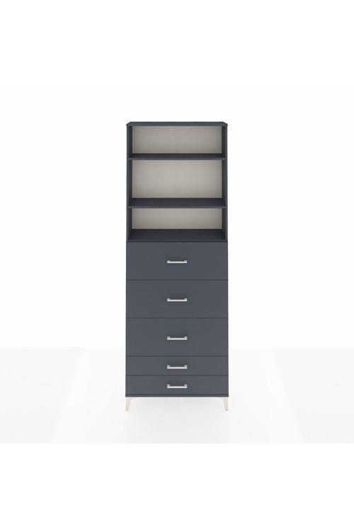 Arges Dolap 3 Raflı 5 Çekmeceli 88 x 30 x 243 Antrasit-Antrasit