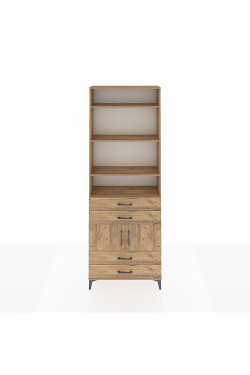 Arges Dolap 5 Raflı 4 Çekmeceli 2 Kapaklı 88 x 30 x 243 Çam-Çam